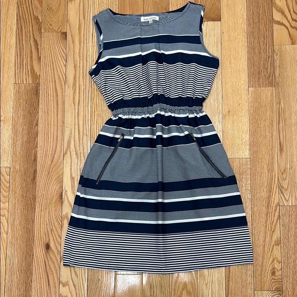 Striped Navy and White Sleeveless Dress